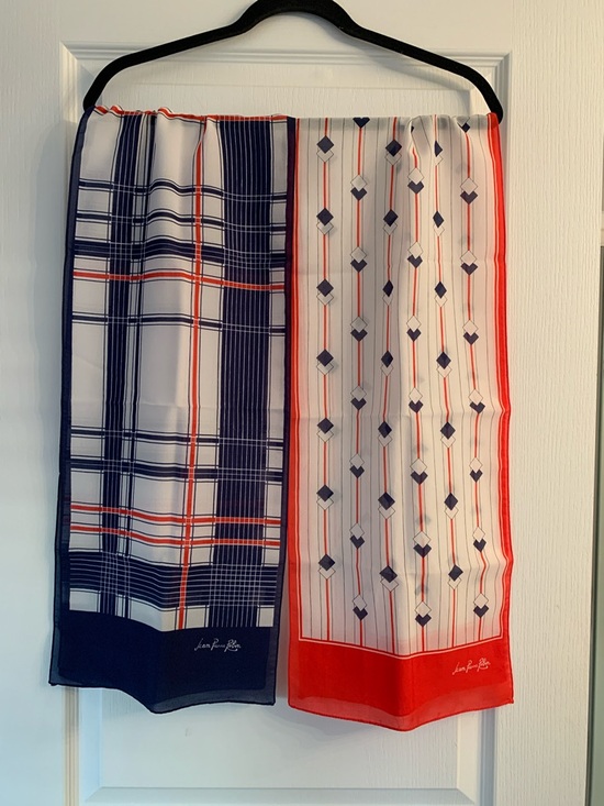 Jean Pierre Robin Accessories - Patterned Scarf Duo in Navy, White & Red